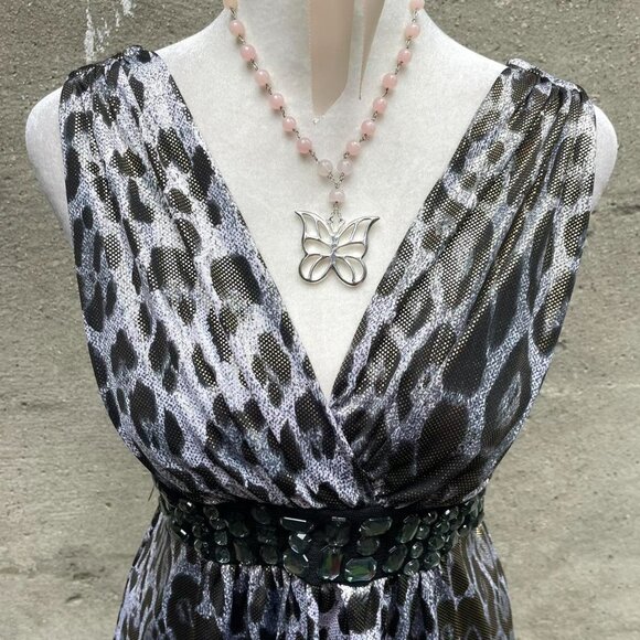 Y2K Costa Blanca Metallic Leopard-Print Tie-Back Top - Picture 2 of 6